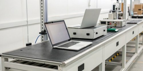 A compact weigh-label station showing the saved space on a workbench