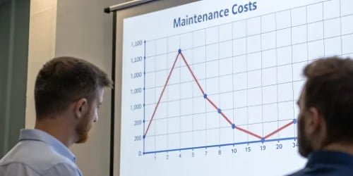 Cost Savings from Remote Scale Monitoring Graph showing a downward trend in maintenance costs over time