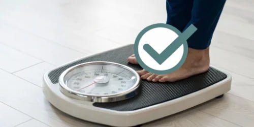 Enhanced Reliability of Smart Scales A checkmark icon overlaying a smart scale, symbolizing reliability