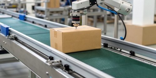 A product being pushed off a conveyor belt by an automated rejection arm