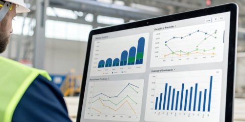 A dashboard showing analytics from industrial weighing data