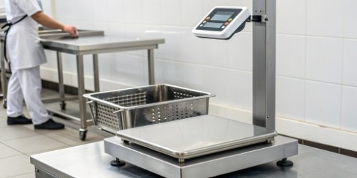 Touchscreen Saves Space A clean, uncluttered weighing station with an integrated touchscreen scale