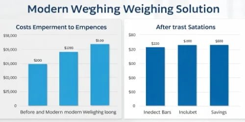 Evaluating Cost Savings A comparison chart showing costs before and after implementing a modern weighing solution