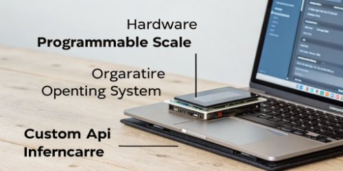 An infographic showing the layers of a programmable scale: hardware, OS, API, and custom UI
