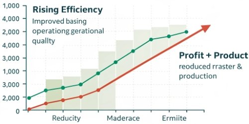 A graph showing rising efficiency and profit metrics with a decreasing error rate
