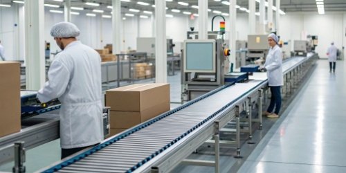 Productivity Gains from Advanced Scale Software An automated production line where a scale communicates with a conveyor belt