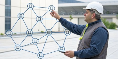 A diagram showing a decentralized network where each programmable scale operates independently but is still connected.