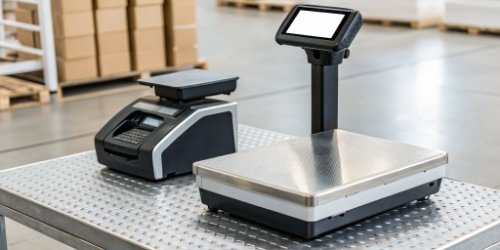 Seamless Scan-Weigh-Print Solution An all-in-one Weigherps IoT scale showing the scan, weigh, and print functions.