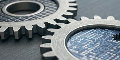 Partnership Synergy A software icon and a hardware gear interlocking