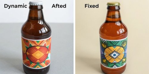 A dynamic, branded label next to a generic, fixed template label