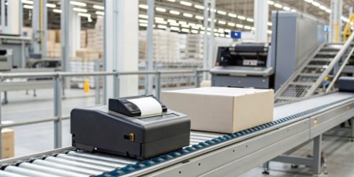 A smart industrial scale printing a label with a best before date