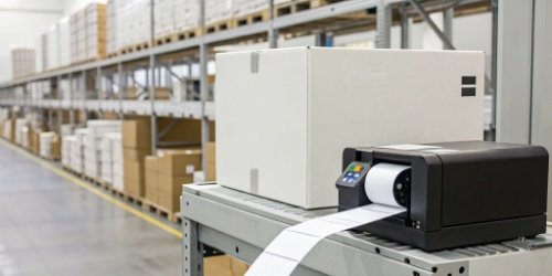 A modern industrial scale printing a FedEx shipping label.