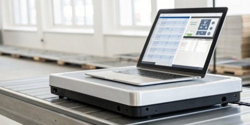 Smart PC Scale with Custom Application A smart PC scale displaying a custom software interface for logistics management