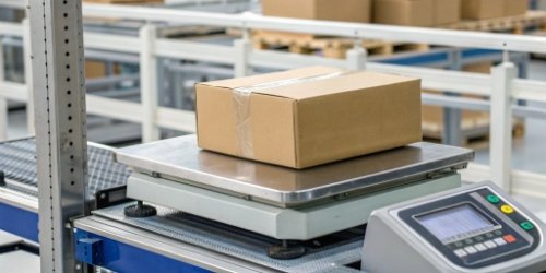 Diagram showing data flow from scale to GS1 barcode printer