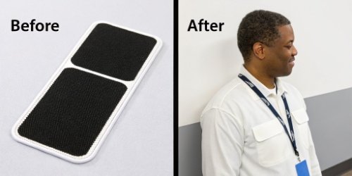 A side-by-side comparison showing a generic black-and-white label next to a professional, full-color branded label.