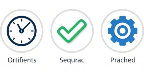 An infographic showing three icons: a clock for efficiency, a checkmark for accuracy, and a branding logo for consistency.