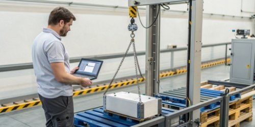 Diagram showing the internal mechanisms of a weighing scale, like a load cell and software interface.