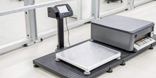 Workflow of a Label Printing Scale Diagram showing data flow from scale sensor to printed label.