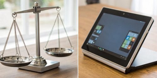 A side-by-side comparison of a traditional scale and a smart PC scale