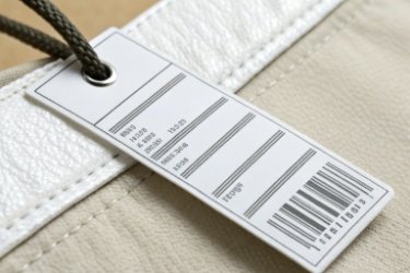 Close-up of a label printed by the scale with barcode and weight information
