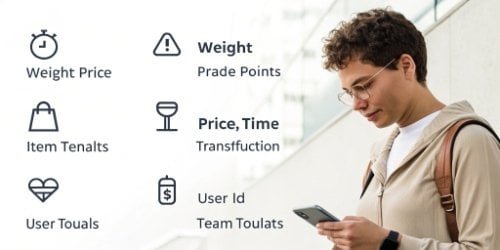 Types of Data from Smart Scale An icon-based graphic showing different types of data like weight, price, time, and user ID.