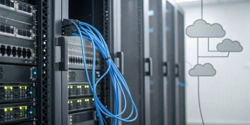Streamlined Data Management A network diagram showing a scale connecting to a server and cloud