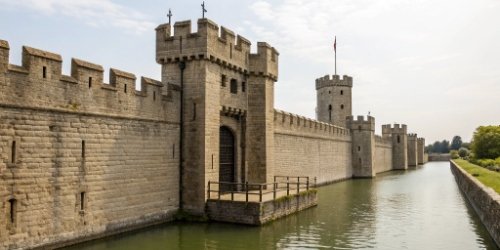 A business moat graphic with a scale inside