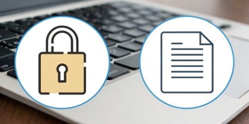 An icon of a locked document next to an icon showing multiple document versions.