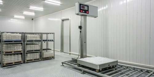 Scale for Cold Environments An industrial scale with a heated display in a cold storage facility