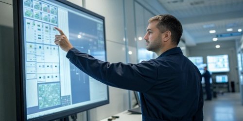 Enhanced User Experience on Scales An operator easily tapping on a large, clear touch screen interface