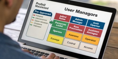 A diagram showing different user roles (admin, manager, operator) with different levels of access to a system.
