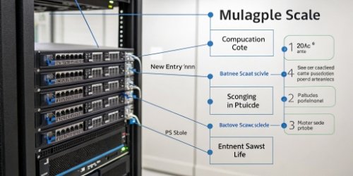 A network diagram showing a central computer managing multiple scales