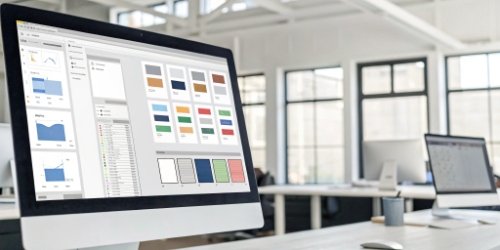 Software interface showing label design customization