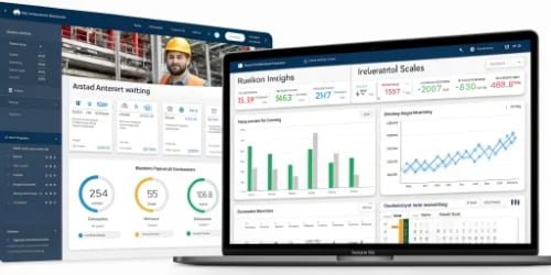 A business dashboard showing real-time data from multiple IoT scales