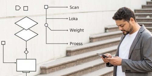 Seamless Functionality Implementation A simple flowchart illustrating the data flow: Scan -> Look up Data -> Weigh -> Process -> Print.