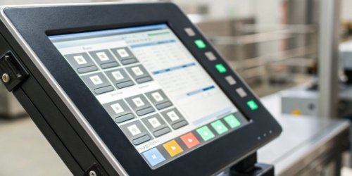 Features of Label Printing Scales A detailed view of a label printing scale's interface showing customizable features and connectivity ports