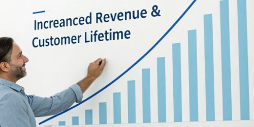 A graph showing increased revenue and LTV
