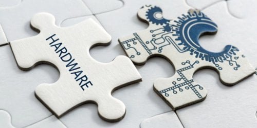A diagram showing two puzzle pieces labeled 'Hardware' and 'Software' fitting together perfectly