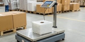 How can a label printing scale ensure accurate tare weight and net weight on every label?