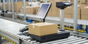 How does integrating a scanner with your label printing scale create a closed-loop system?