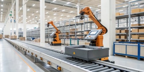 What role does a label printing scale play in a fully automated warehouse?