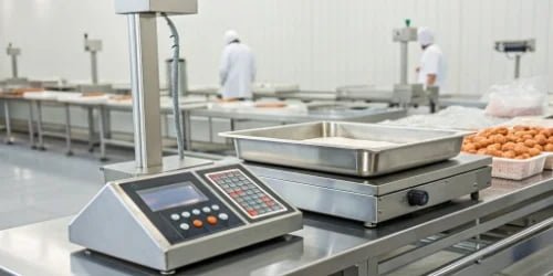 A modern smart PC scale in a clean food processing environment
