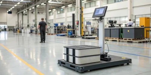 Smart PC Scale Customization Options A customizable smart PC scale on a factory floor, showing different modules.