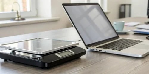 A smart PC scale connected to a computer, symbolizing the elimination of data entry errors.