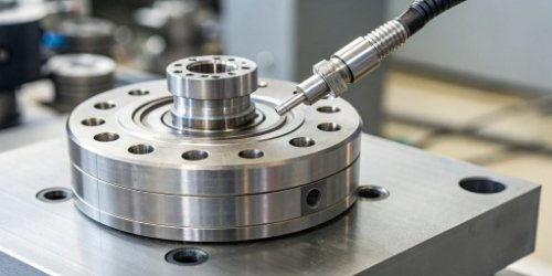 A close-up view of a high-precision load cell, the core component for accurate weight measurement in an industrial scale.