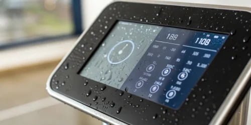 Data Integration on Scale Interface A close-up of a scale's digital interface displaying data.