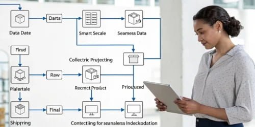 A flowchart showing data flowing from a scale to a central system