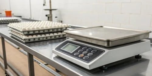 a digital industrial scale showing a precise weight measurement