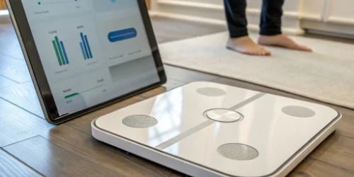 Smart PC Scale Software Update A screen showing a software update progress bar on a smart scale