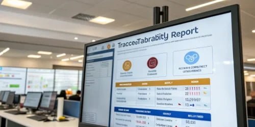 A screen showing a traceability report for a food product